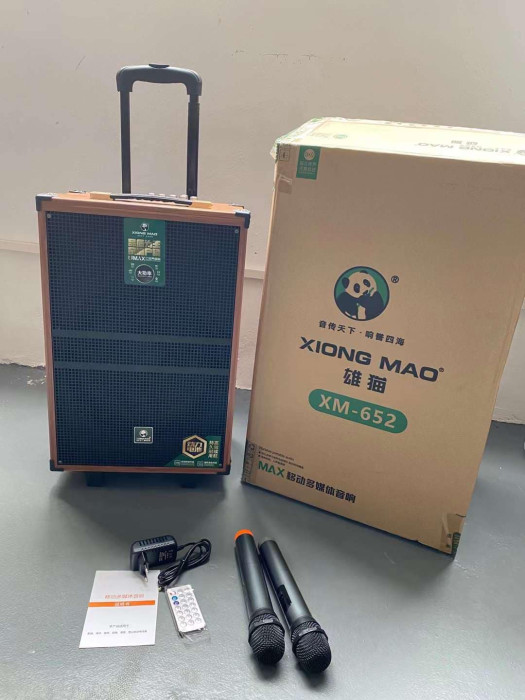 Loa kẹo kéo karaoke 2 Mic hãng Xiong Mao XM-652 - 80w