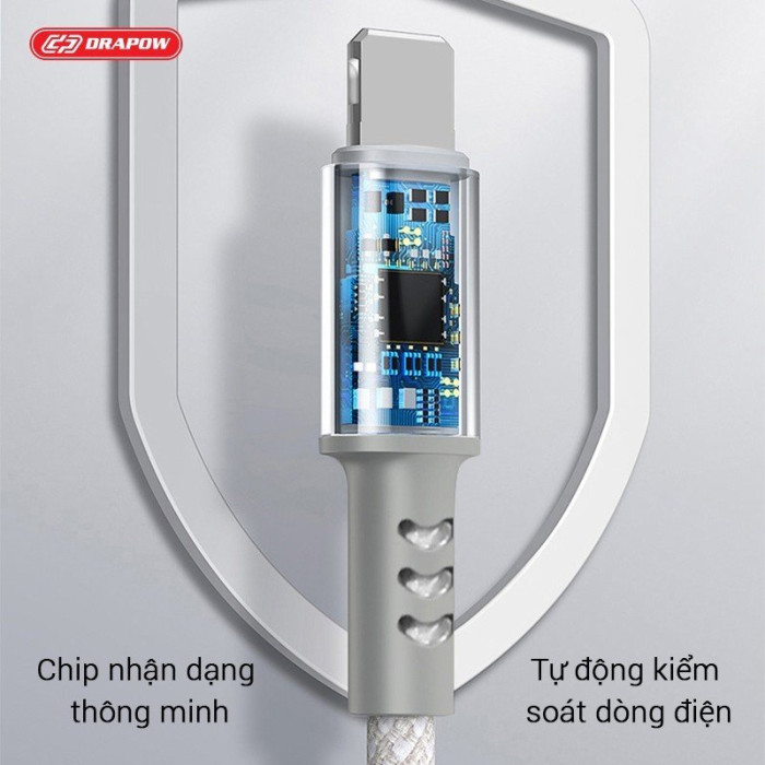 Cáp sạc nhanh cổng C 3 đầu DRAPOW CX02 ( Type-C to L+ L + C ) công suất 12w