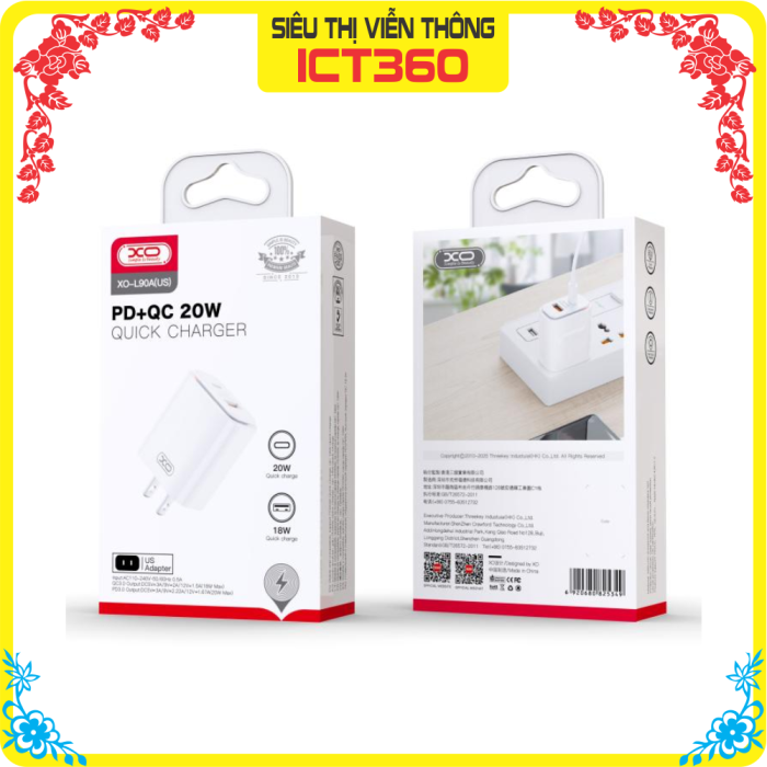 Củ Sạc Nhanh 20W 2 Cổng XO L90A