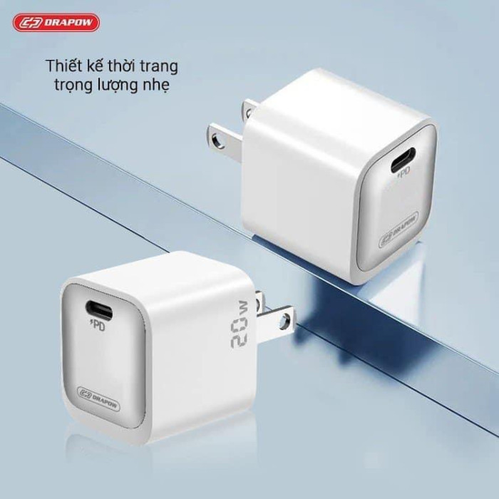 Củ sạc nhanh PD 20W DRAPOW GA22 công nghệ GaN