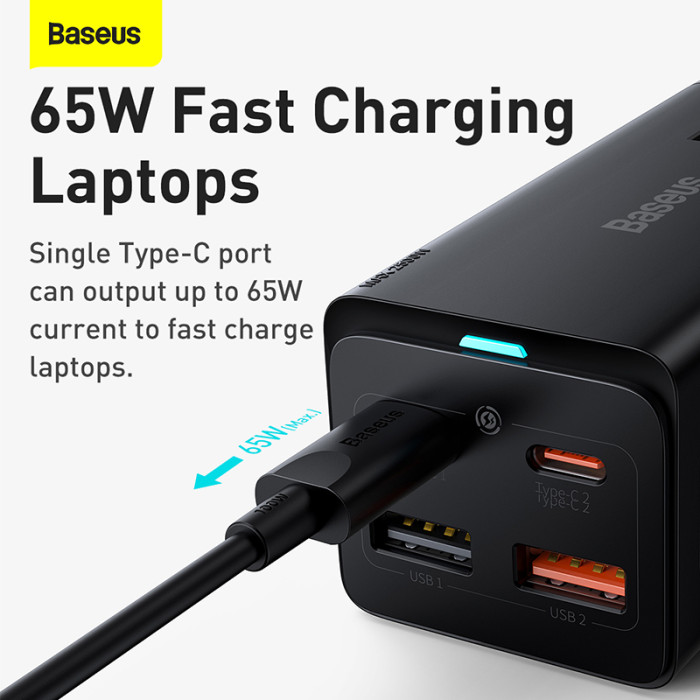 Bộ sạc GaN3 Pro Baseus 65W GaN Charger 4-Port PD PPS Type C USB Fast Charger - 4 cổng sạc