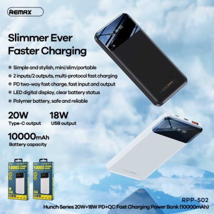 Sạc dự phòng REMAX 10000mAh sạc nhanh PD20W+QC18W RPP-502