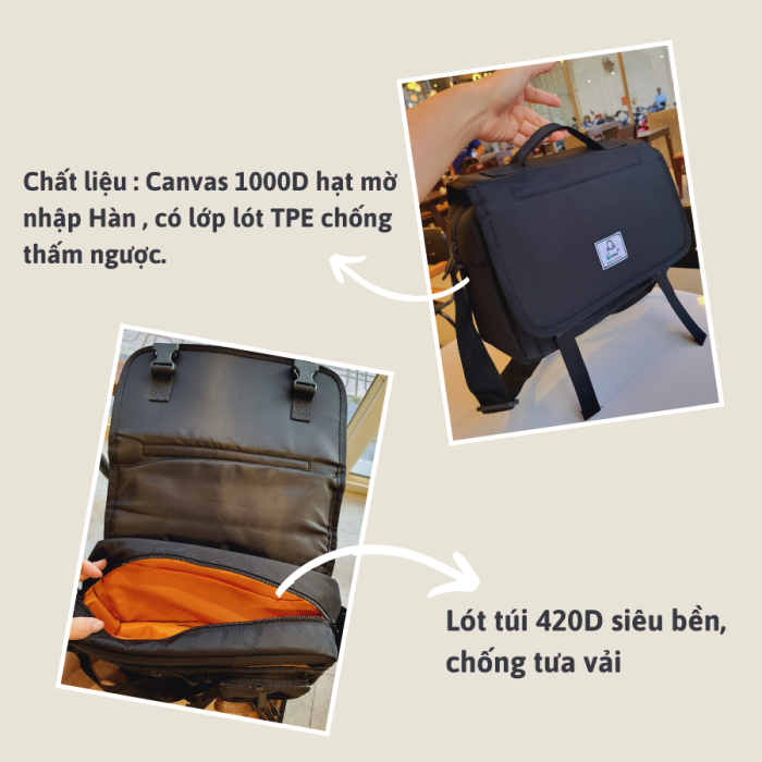 Túi xách nam nữ đeo chéo chất liệu vải Canvas 1000D Hàn Quốc cao cấp đi học, đi làm, đi chơi du lịch