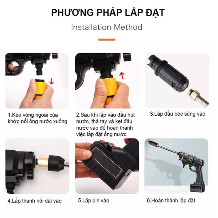 MÁY RỬA XE MINI Phiên Bản 2 Pin ( không dây chạy bằng pin )