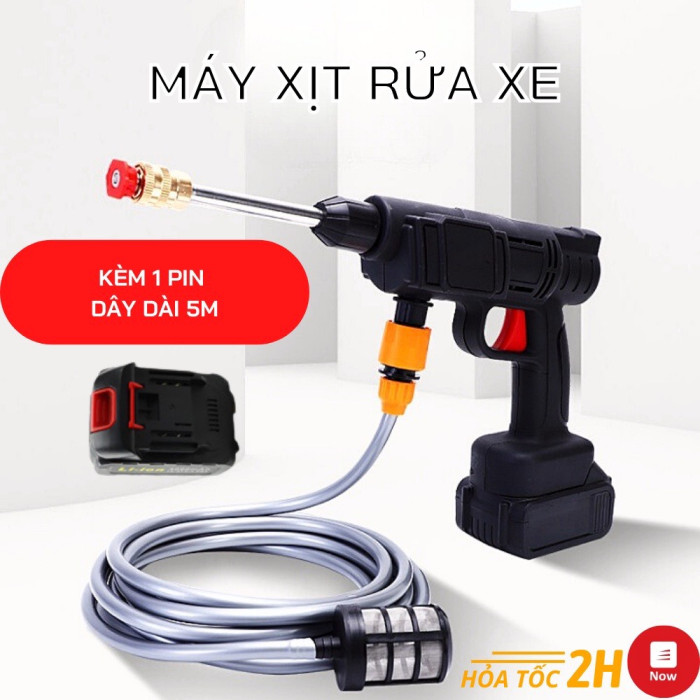 MÁY RỬA XE MINI Phiên Bản 2 Pin ( không dây chạy bằng pin )