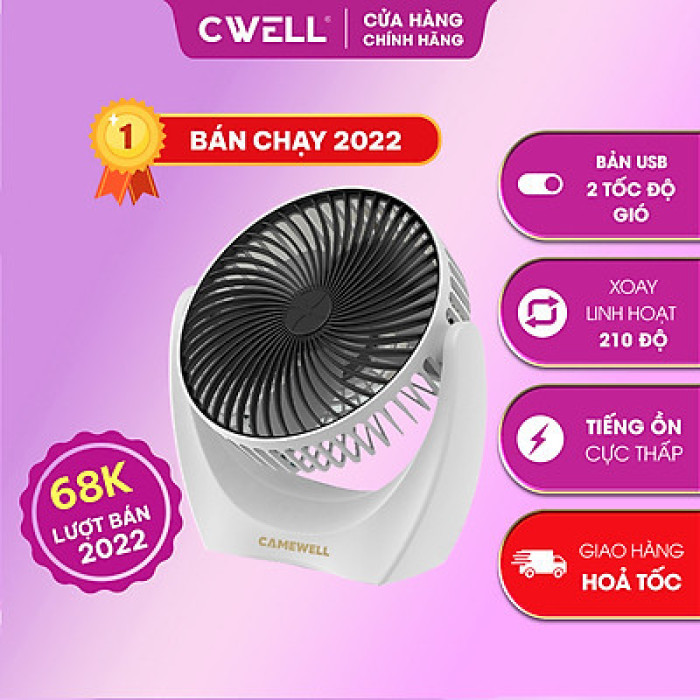 Quạt mini để bàn, ( bản tích điện ) chính hãng CWELL chạy 2-5 tiếng