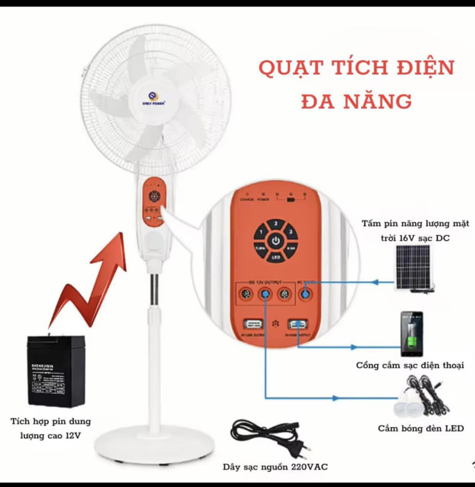 Quạt cây tích điện 16 inch chính hãng Easy Power EP-3616