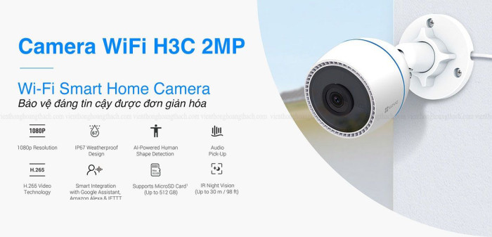 Combo Cam Ngoài Trời H3C + Thẻ 64Gb + Hộp Kỹ Thuật ( Bản Hồng Ngoại Đêm ) - Full VAT BH 24 Tháng