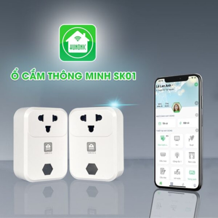 Ổ Cắm Thông Minh hunonic SK01, Chịu Tải 4000W - Chính Hãng Bảo hành 12 tháng