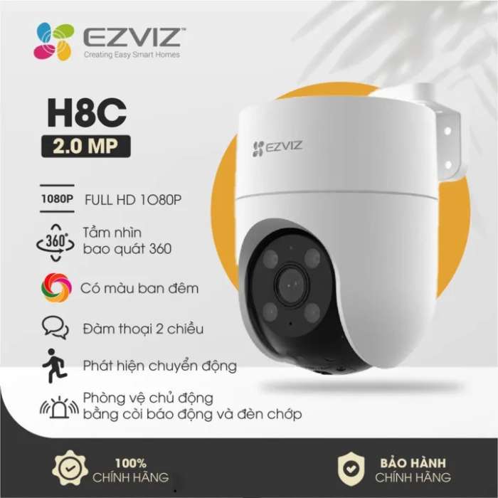 Combo Camera Ezviz H8C ( 2MP) + Thẻ Nhớ 64Gb + Hộp Kỹ Thuật - Chính Hãng ( Có màu ban đêm)