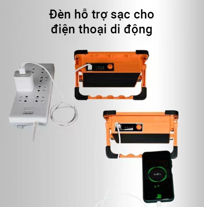 Đèn năng lượng mặt trời cầm tay 200W LED ánh sáng trắng, vàng, sạc được cho điện thoại