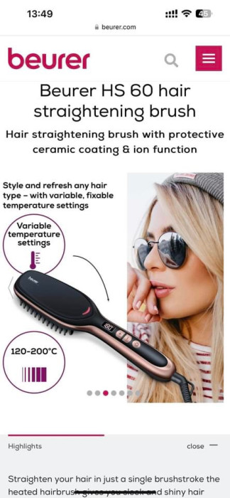 Lược điện bổ sung ion , chống rụng tóc, chống tĩnh điện tóc StylePro hãng Beurer ( Đức )