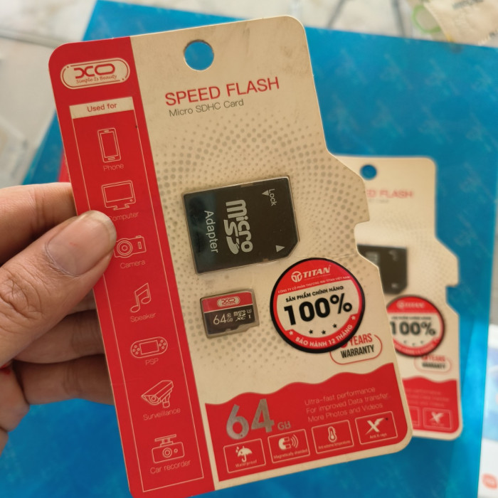 Thẻ nhớ micro SD XO 64GB 64G,cho camera, điện thoại, máy ảnh... (chính hãng - BH 6 Năm)