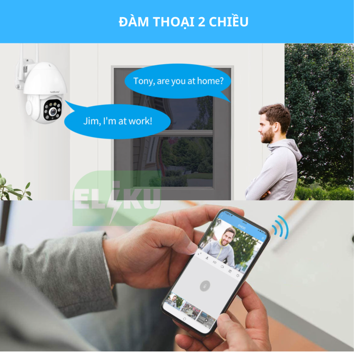 Camera wifi ngoài trời chống nước xoay 360 srihome 3.0MPX