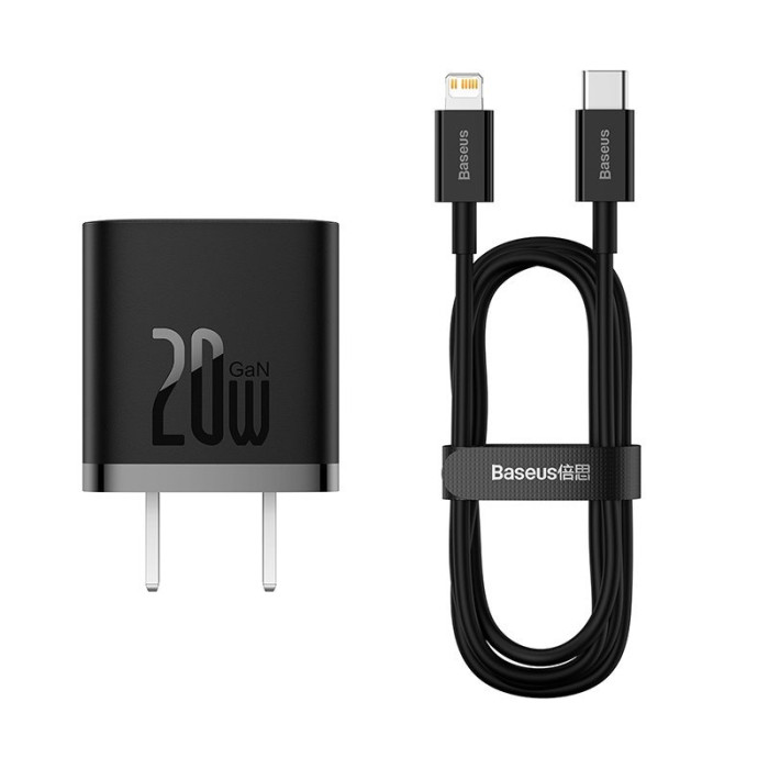 Combo bộ Sạc Nhanh Baseus GaN5 20W cho iPhone 12 13 Siêu Mini USB C Hỗ Trợ QC3.0 PD