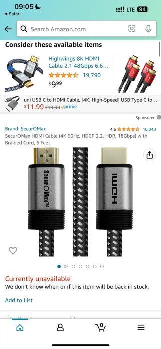 Dây cáp 3 mét HDMI 4K xịn hãng SecurOMax ( Mỹ ) dài 3M