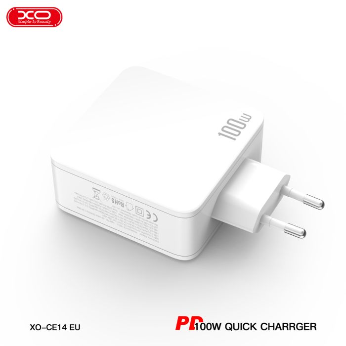 (Free Ship) Củ Sạc Nhanh 100W Công Nghệ GAN XO CE14 ( 2 USB - C 100W - 1 USB-A 18W )