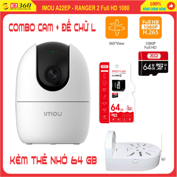 Combo Cam imou A22EP + Thẻ 64GB XO + Chân Đế Chữ L ( Chính hãng DSS + BH 2 Năm - Full VAT)