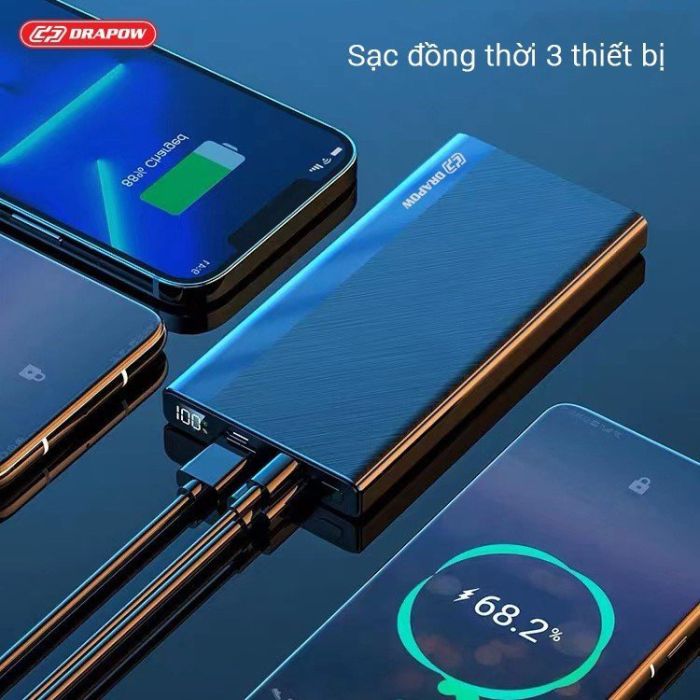 Pin dự phòng 10.000mAh sạc nhanh 22.5W Drapow XP18