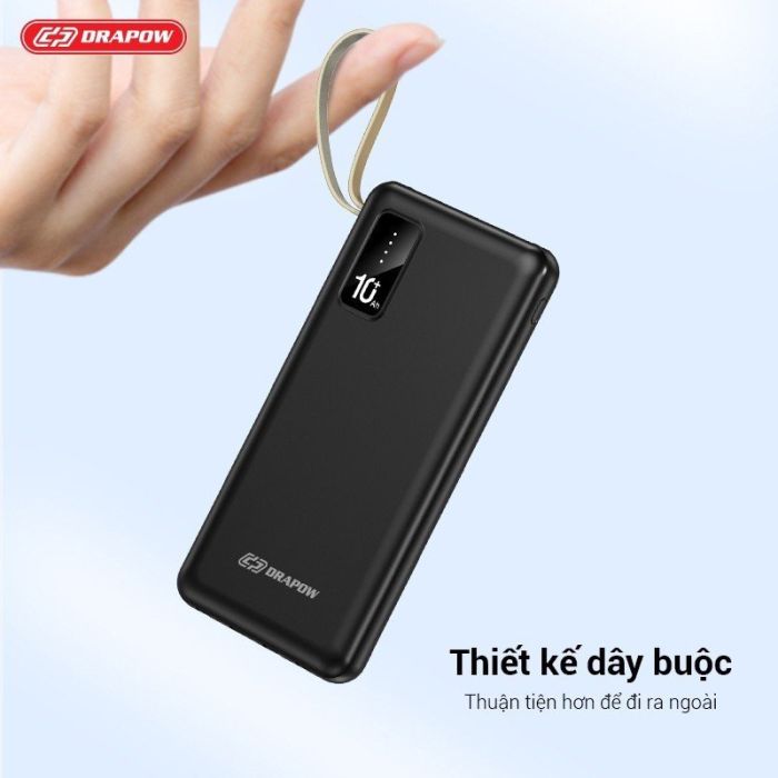 Pin sạc dự phòng 10.000mAh Drapow XP16 liền 4 dây cáp