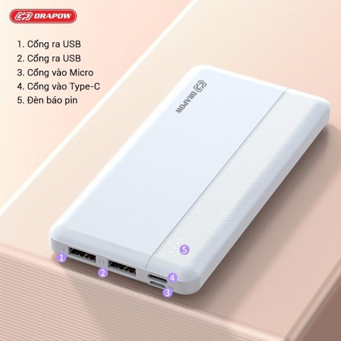 Pin sạc dự phòng 10.000mAh Drapow XP17