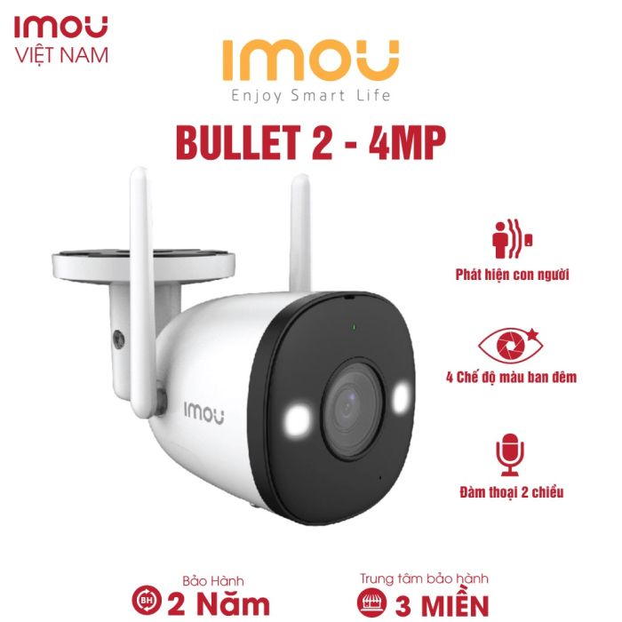 Combo Camera Ngoài Trời imou Bullet 2 ( 4MP - F42FEP) Full Color + Thẻ Nhớ 64GB + Hộp Kỹ Thuật(DSS)