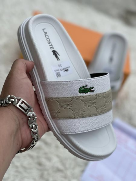 Dép Lacoste Fake cao cấp - Quai da cao cấp, Đế cao su 2 lớp, Bảo hành 6 tháng