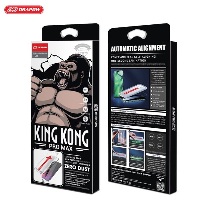 Kính cường lực tự lấy bụi tự dán KingKong Drapow 0.33mm TD17