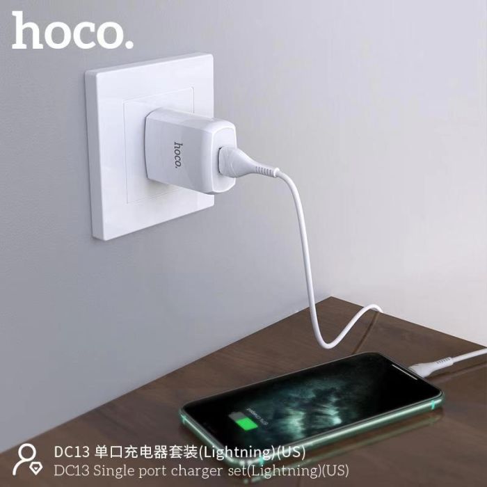 Bộ củ kèm cáp sạc Hoco DC13 lightning chính hãng hoco