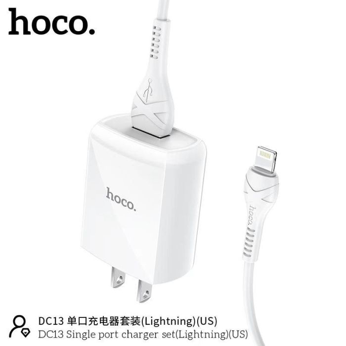 Bộ củ kèm cáp sạc Hoco DC13 lightning chính hãng hoco