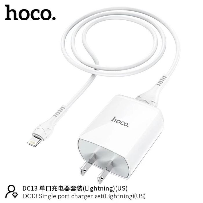 Bộ củ kèm cáp sạc Hoco DC13 lightning chính hãng hoco