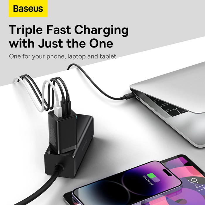 Bộ sạc nhanh Baseus GaN3 Pro Quick Charger 65W (Type Cx2 + USB )