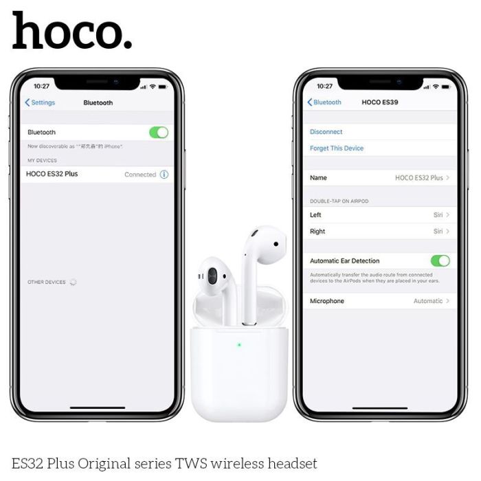 Tai nghe bluetooth cao cấp 2 tai nghe Hoco ES32 Plus hỗ trợ sạc không dây bảo hành chính hãng