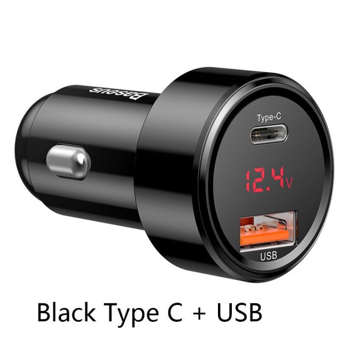 Tẩu sạc đa năng công suất cao Baseus Digital Display Dual SCP Quick Charger ( 45W, 2 Ports USB + C )