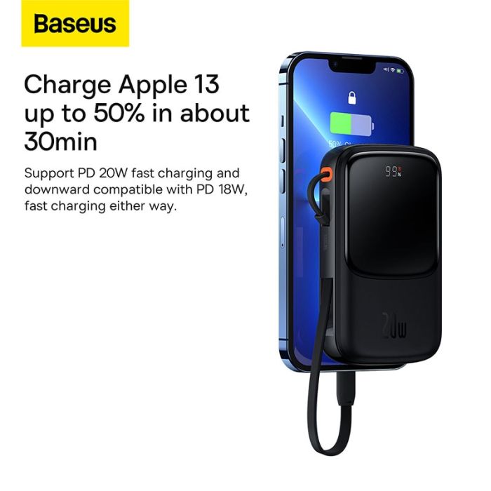 Pin Dự Phòng Sạc Nhanh Baseus Qpow Pro Digital Display Fast Charge Power Bank 10,000mhA Cho IP