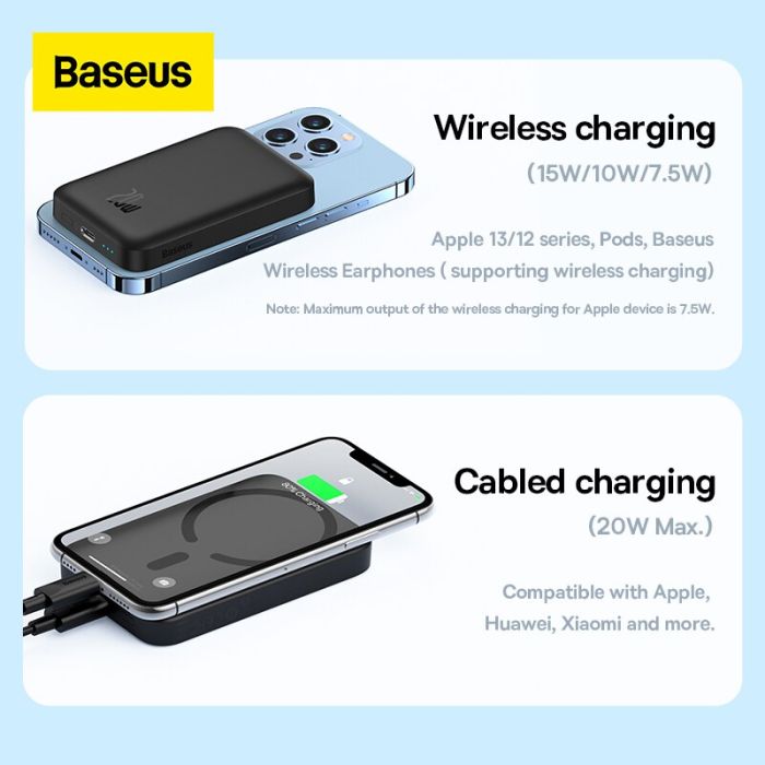 Pin Dự Phòng Không Dây Tích Hợp Nam Châm Baseus Magnetic Wireless Charging Power bank 6000mAh 20w