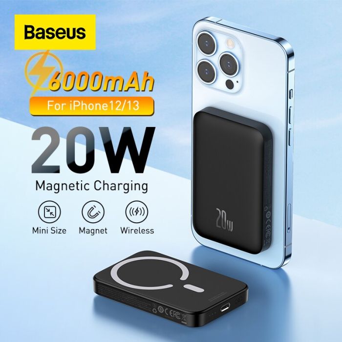 Pin Dự Phòng Không Dây Tích Hợp Nam Châm Baseus Magnetic Wireless Charging Power bank 6000mAh 20w