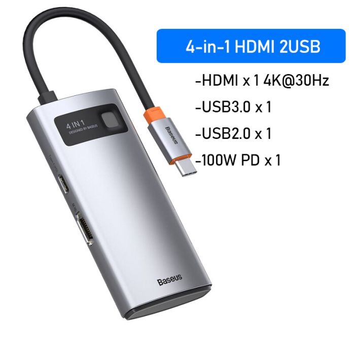 Hub chuyển đa năng 4in1 Baseus Metal Gleam Series Multifunctional Docking Station