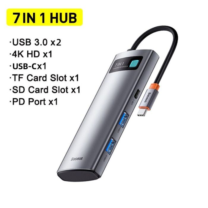 Hub chuyển đa năng 7in1 Baseus Metal Gleam Series Multifunctional Docking Station