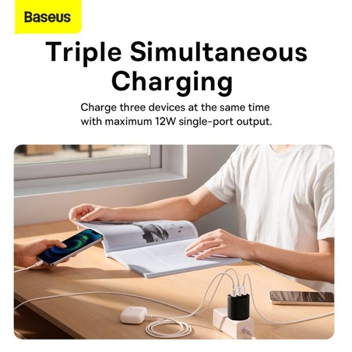 Bộ Sạc Đa Năng Baseus Compact Charger 3 Cổng Sạc 17W