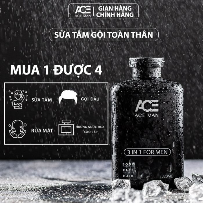 Sữa tắm gội toàn thân 3 in 1 ACEMAN 320 ML hương nước hoa cho nam giới