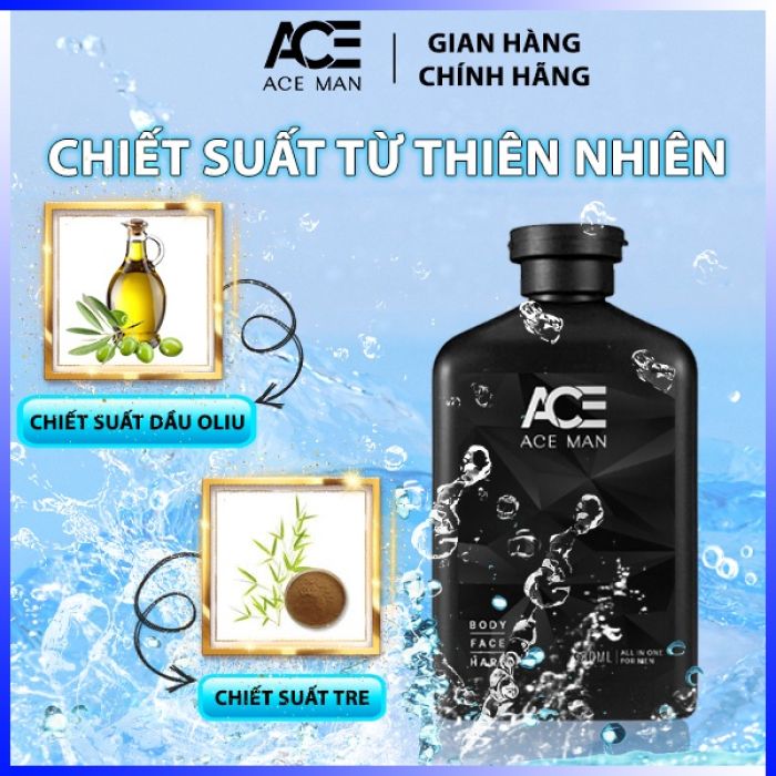 Sữa tắm gội toàn thân 3 in 1 ACEMAN 320 ML hương nước hoa cho nam giới