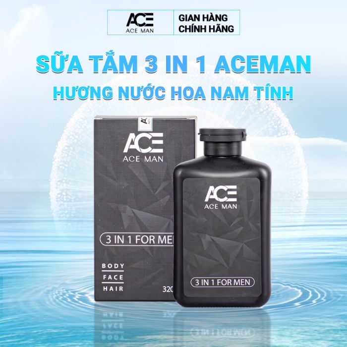 Sữa tắm gội toàn thân 3 in 1 ACEMAN 320 ML hương nước hoa cho nam giới