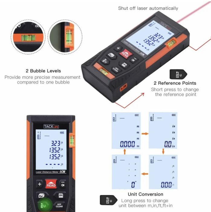 Thước Laser đo khoảng cách hãng Tacklife HD60 ( Đức )