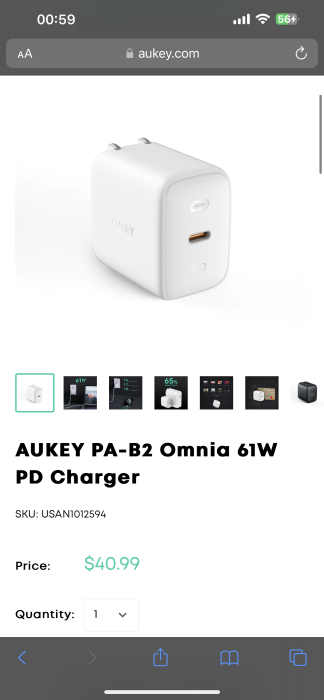 Củ Sạc Nhanh 61W AUKEY PA-B2 ( Đức )