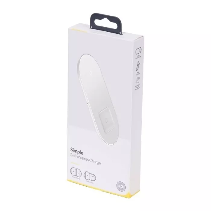 Dock sạc không dây 2 in 1 18w Baseus Simple For Phones+Pods - WXJK-02 - màu đen và trắng