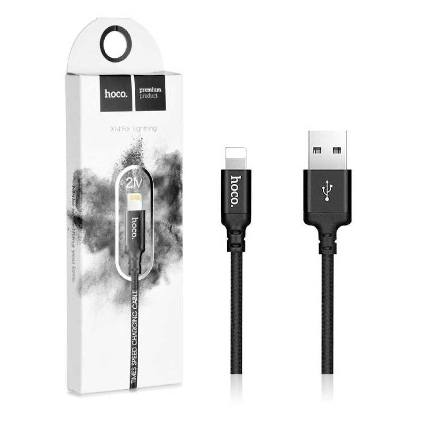 Dây cáp sạc siêu bền, truyền dữ liệu USB sang chân ai phôn lightning hoco X14 dây dài 2m