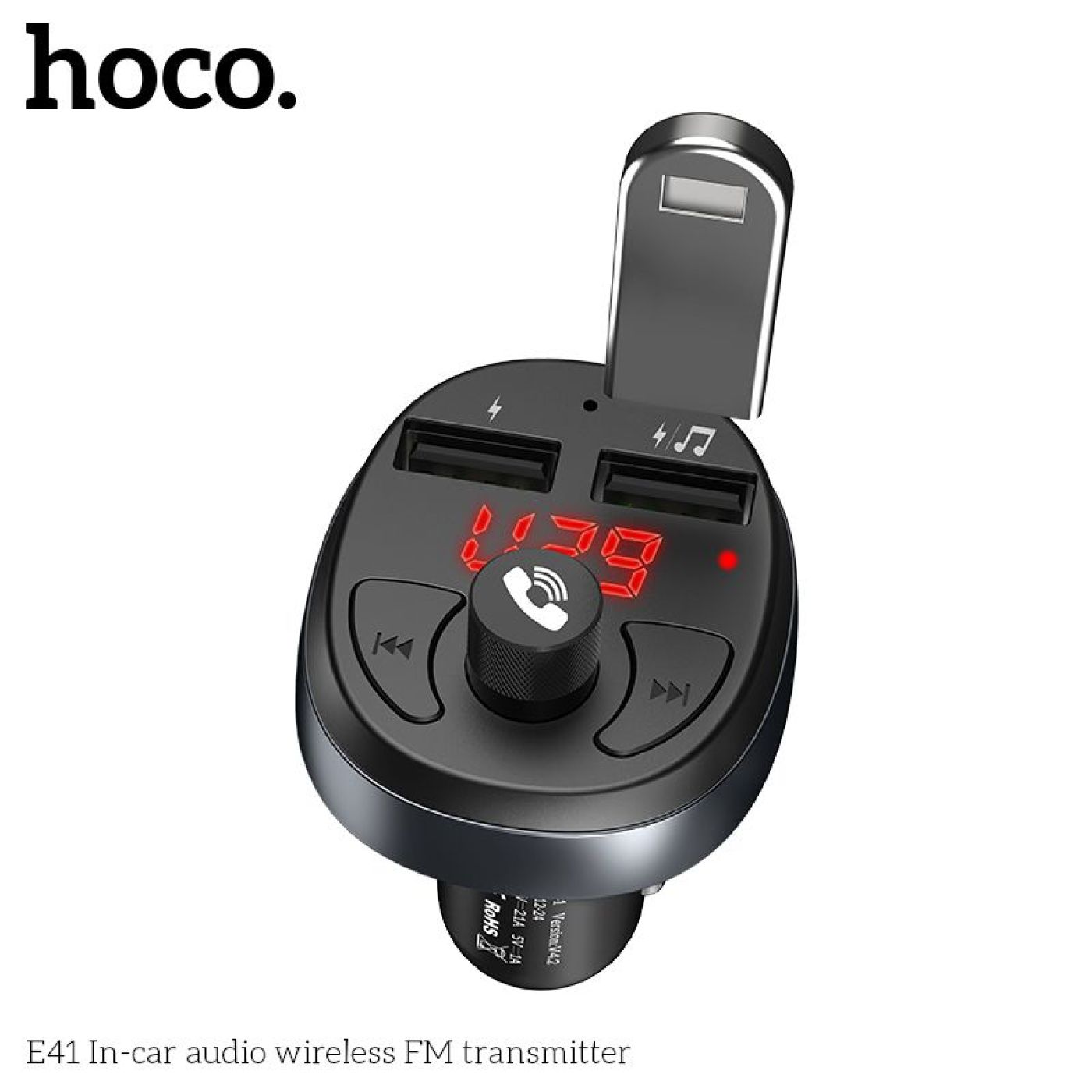 Tẩu sạc đa năng phát nhạc trên oto có 2 cổng usb và tẩu sạc nghe nhạc Hoco E41