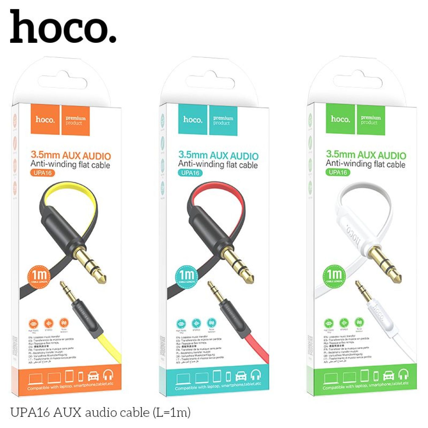 Cáp âm thanh AUX 2 đầu 3.5mm dài 1m - Hoco UPA16