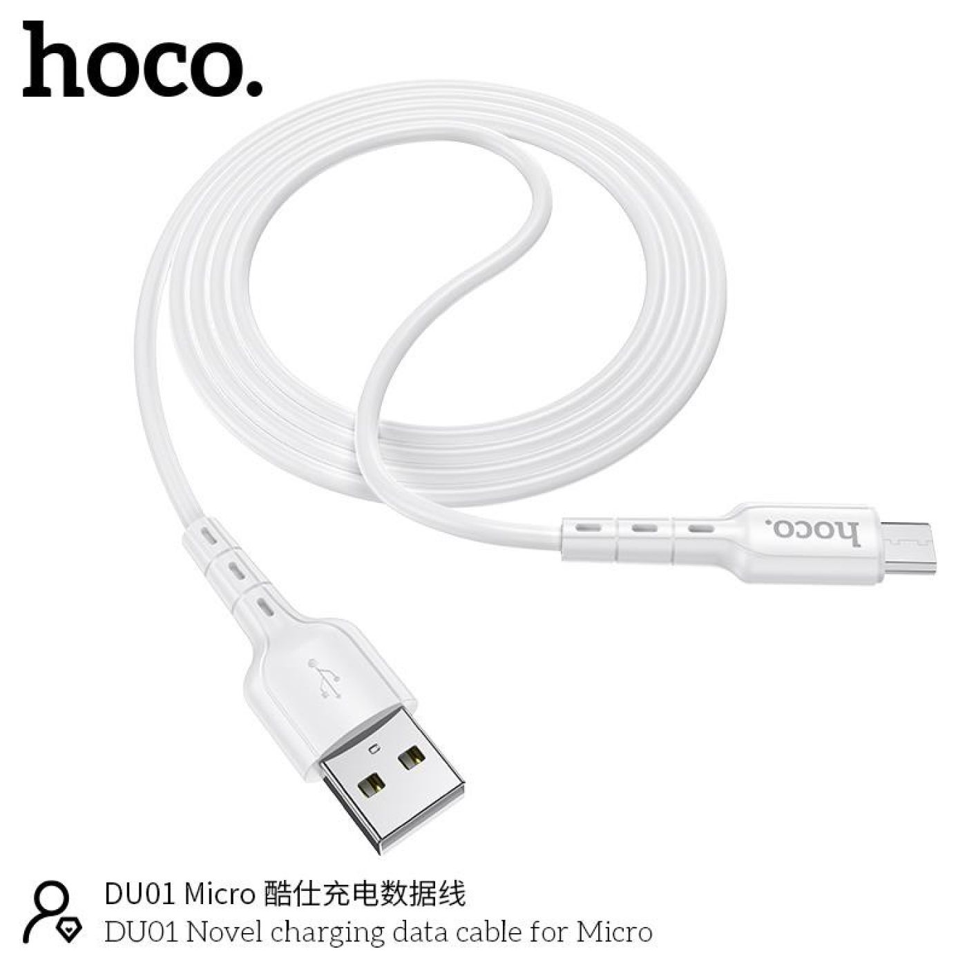 Cáp sạc nhanh 2.4A Hoco DU01 kết nối Micro truyền data nhanh chóng cho Android dài 1M